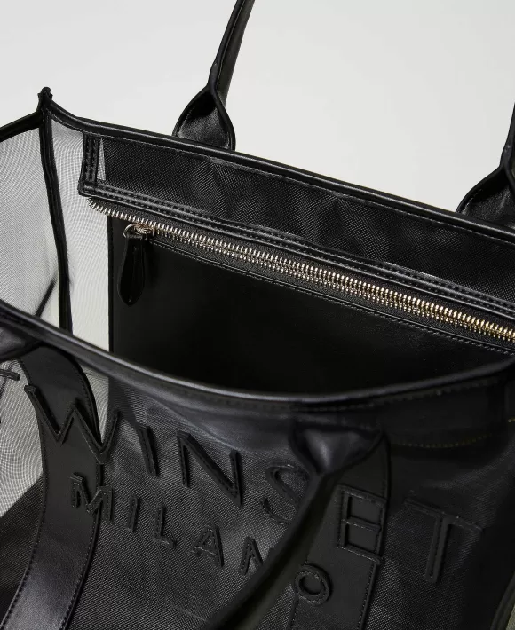TWINSET Milano Borsa Shopper In Rete Con Logo Nero Fashion