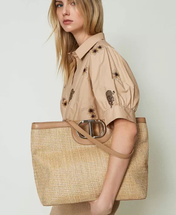 TWINSET Milano Borsa Shopper 'Lila' Con Manico Oval T Beige Discount