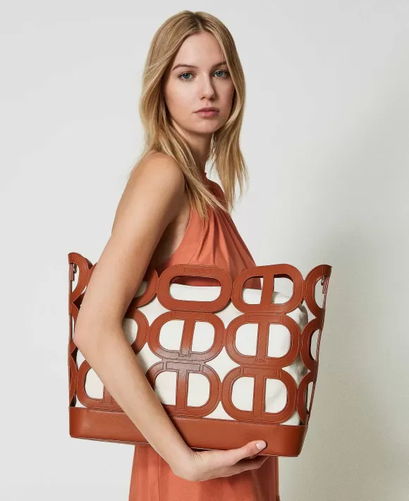TWINSET Milano Borsa Shopper 'Lila' Traforata Con Oval T Marrone Shop