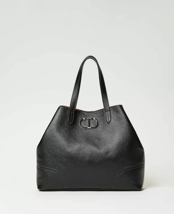 TWINSET Milano Borsa Shopper 'New York' In Pelle Nero Best Sale