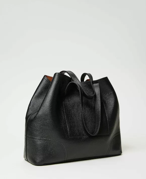 TWINSET Milano Borsa Shopper 'New York' In Pelle Nero Best Sale