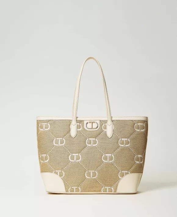 TWINSET Milano Borsa Shopper 'Palermo' Con Ricamo Oval T Bianco Discount