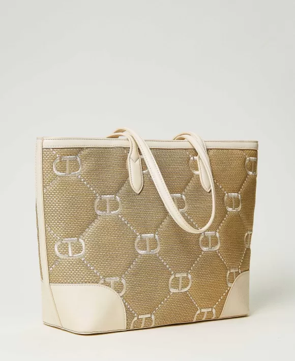 TWINSET Milano Borsa Shopper 'Palermo' Con Ricamo Oval T Bianco Discount