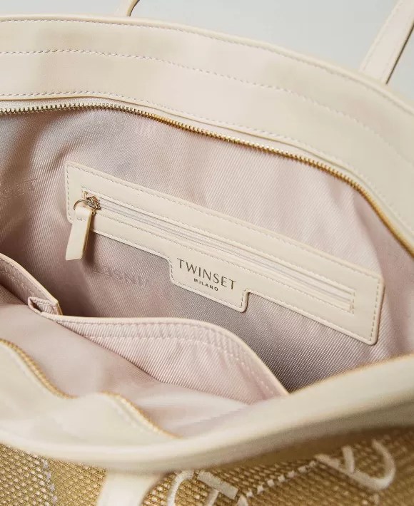 TWINSET Milano Borsa Shopper 'Palermo' Con Ricamo Oval T Bianco Discount