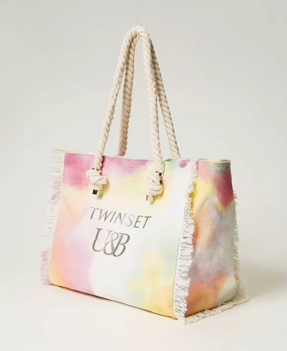 TWINSET Milano Borsa Shopping In Canvas Stampato Fantasia Fashion