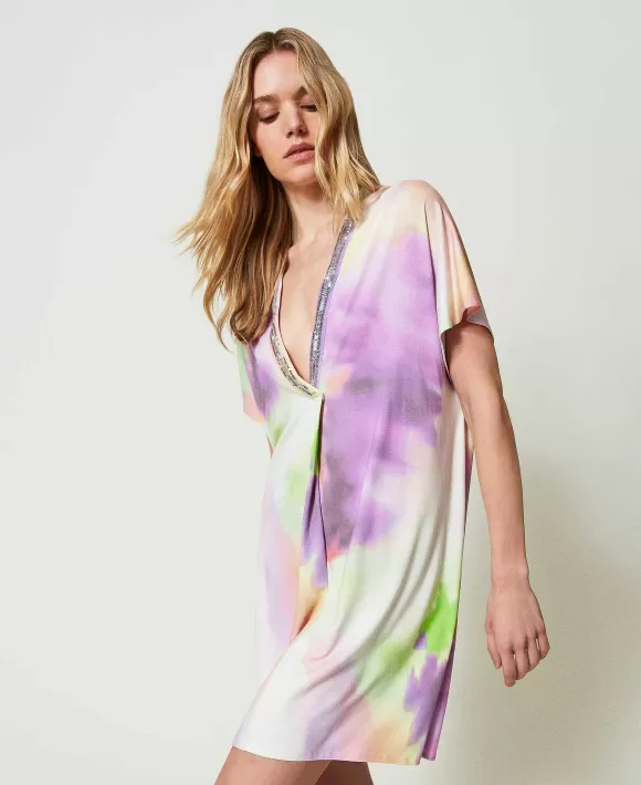 TWINSET Milano Caftano A Stampa Tie-Dye Con Paillettes Fantasia Fashion