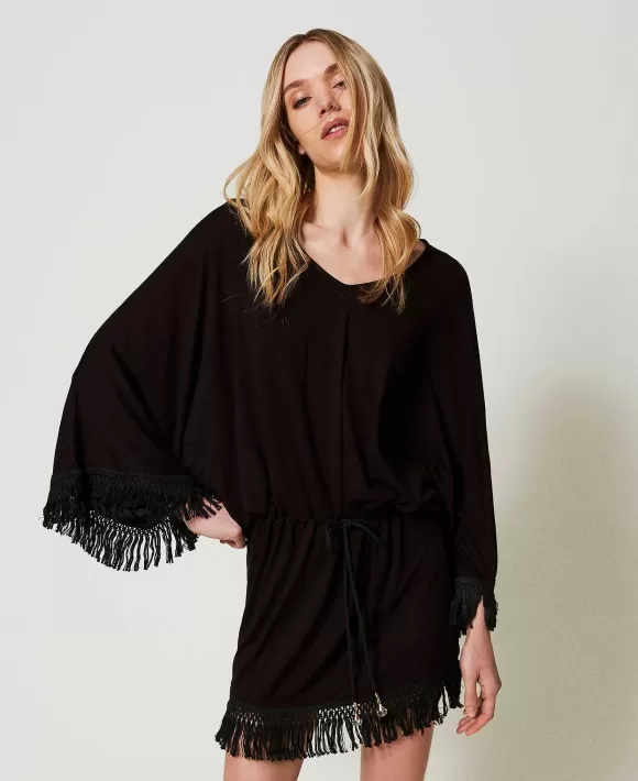TWINSET Milano Caftano Con Frange Nero Best