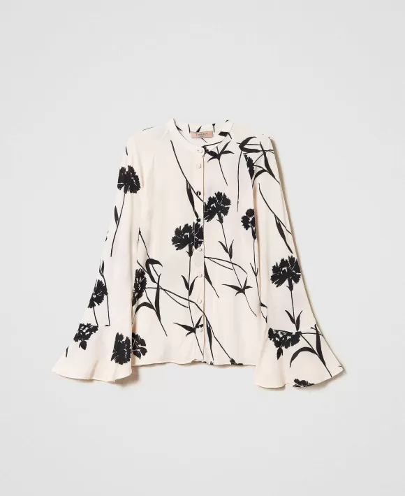 TWINSET Milano Camicia In Cr Pe A Fiori Fantasia Flash Sale