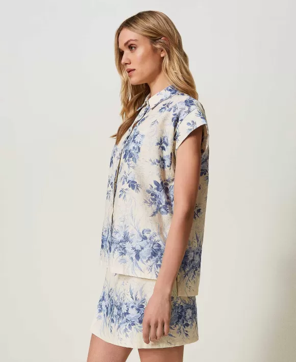 TWINSET Milano Camicia In Misto Lino Con Stampa A Fiori Fantasia Best Sale