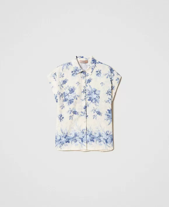 TWINSET Milano Camicia In Misto Lino Con Stampa A Fiori Fantasia Best Sale