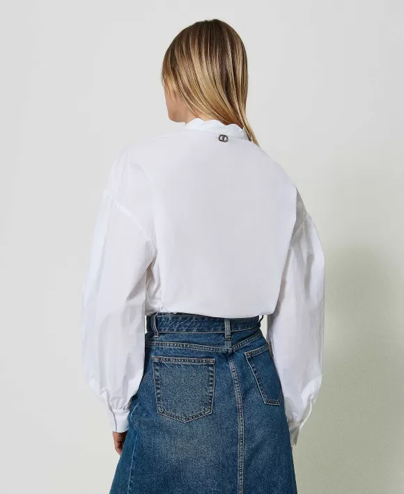 TWINSET Milano Camicia In Popeline Con Smerlo Bianco Online