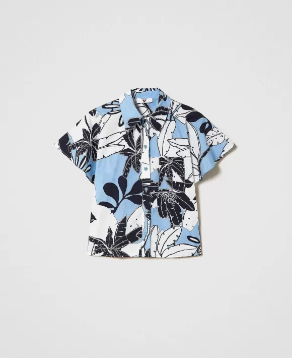 TWINSET Milano Camicia In Popeline Stampato Azzurro Clearance