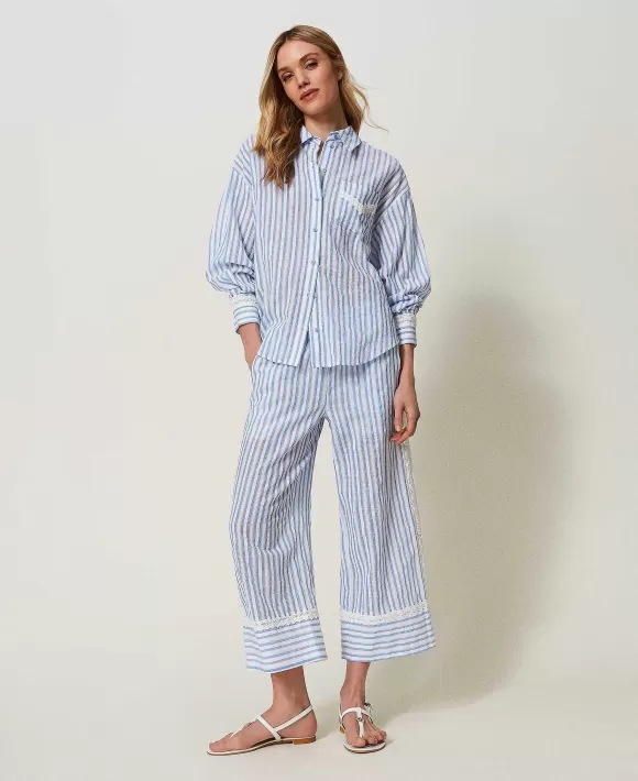 TWINSET Milano Camicia Jacquard Con Macram Azzurro Best Sale