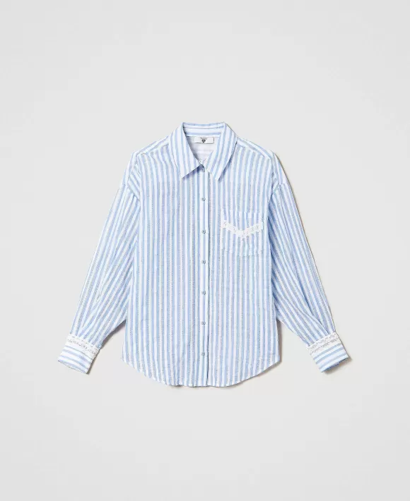 TWINSET Milano Camicia Jacquard Con Macram Azzurro Best Sale