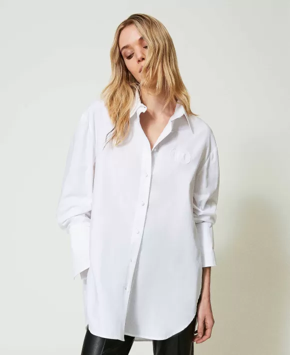TWINSET Milano Camicia Over Con Polsini Rimovibili Bianco Shop