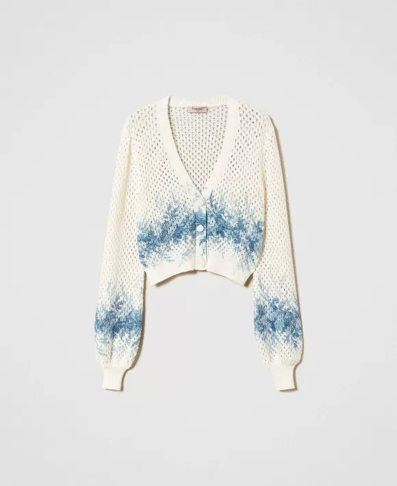 TWINSET Milano Cardigan A Rete Con Stampa A Fiori Fantasia Clearance