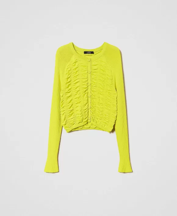 TWINSET Milano Cardigan Con Arricciatura Giallo New