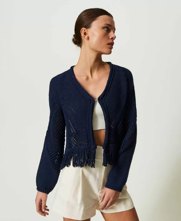 TWINSET Milano Cardigan Con Frange Blu Online