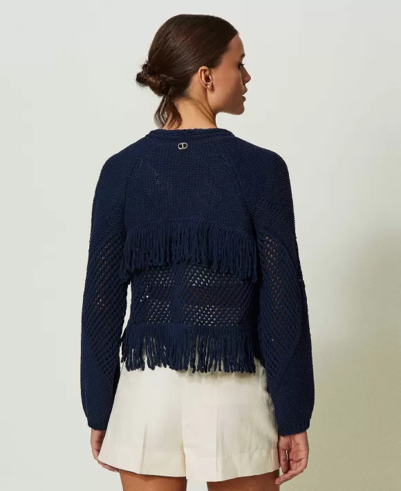 TWINSET Milano Cardigan Con Frange Blu Online