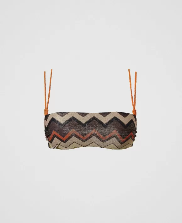TWINSET Milano Fascia Da Bagno Lurex A Stampa Chevron Marrone Best