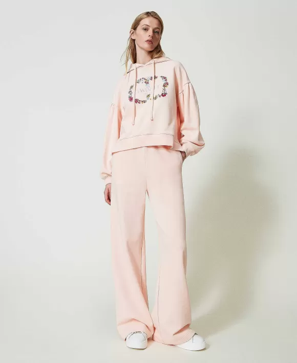 TWINSET Milano Felpa Con Logo E Pantaloni Wide Leg Rosa Hot