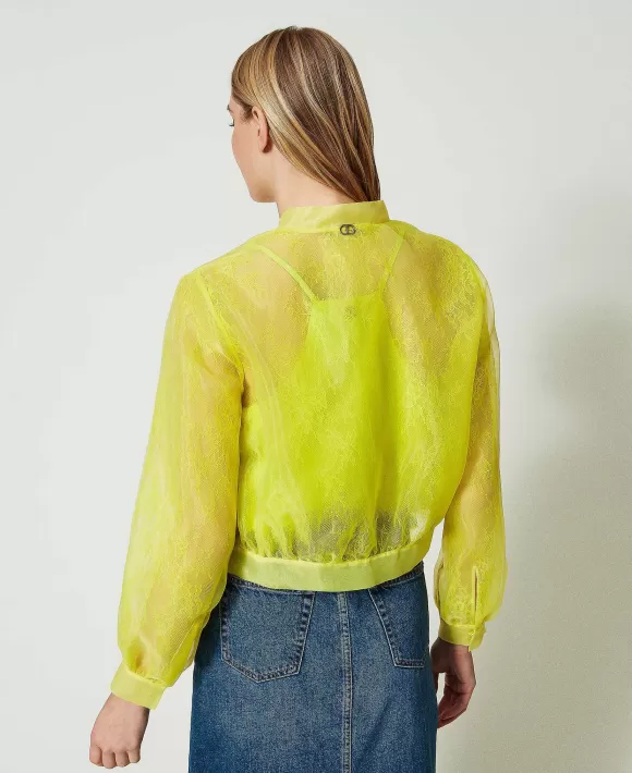 TWINSET Milano Giacca A Bomber In Organza E Pizzo Giallo Cheap