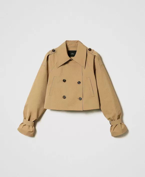 TWINSET Milano Giacca A Trench In Gabardina Marrone Sale