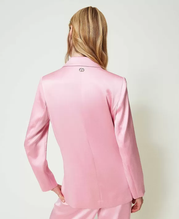 TWINSET Milano Giacca Blazer Doppiopetto In Raso Rosa Discount