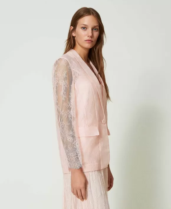 TWINSET Milano Giacca Blazer In Organza E Pizzo Rosa Best Sale