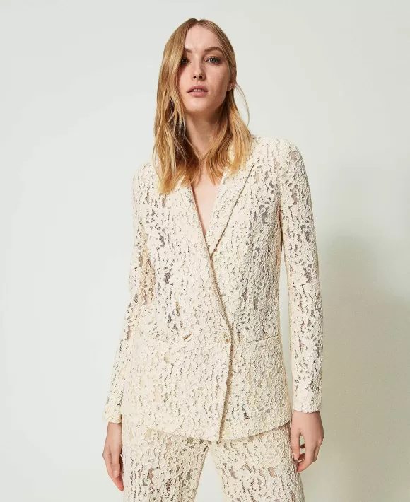 TWINSET Milano Giacca Blazer In Pizzo Macram Bianco Fashion