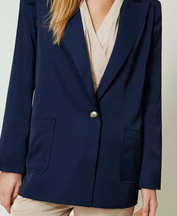 TWINSET Milano Giacca Blazer In Raso Blu Best
