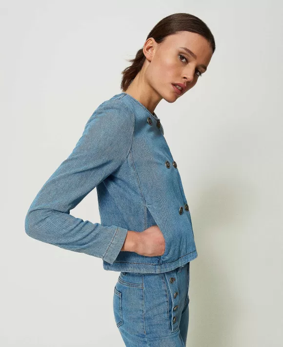 TWINSET Milano Giacca Coreana In Jeans Blu Online