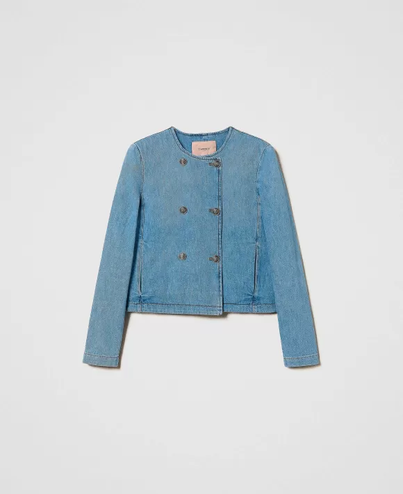 TWINSET Milano Giacca Coreana In Jeans Blu Online