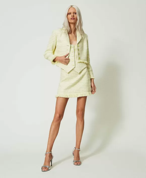 TWINSET Milano Giacca In Boucl Con Frange Giallo Best Sale