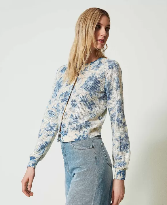 TWINSET Milano Giacca In Maglia A Fiori Con Paillettes Fantasia Clearance