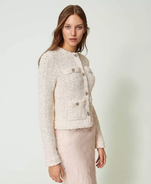 TWINSET Milano Giacca In Maglia Boucl Con Bottoni Oval T Rosa Discount
