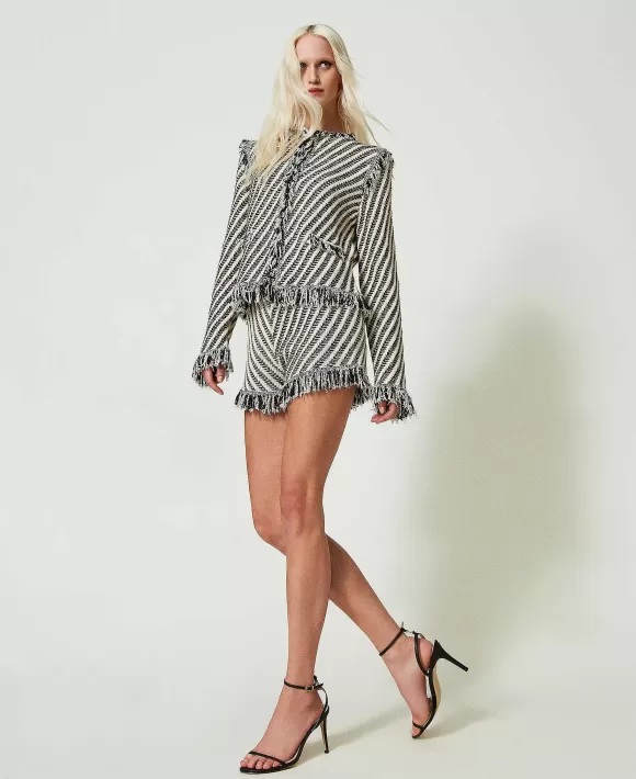 TWINSET Milano Giacca In Maglia Jacquard Con Frange Fantasia Cheap