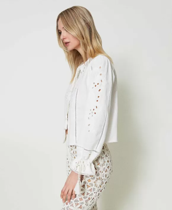 TWINSET Milano Giacca In Mussola Con Ricami Bianco Cheap