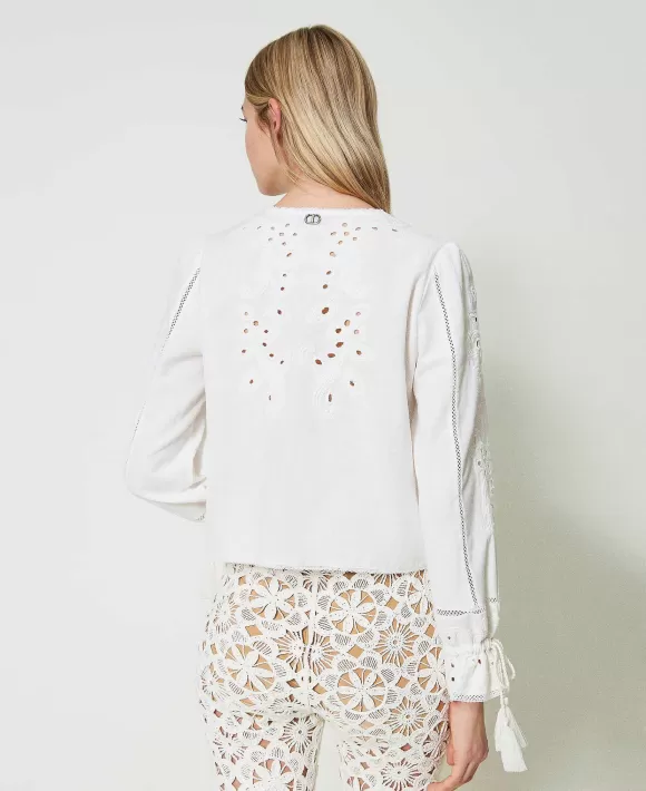TWINSET Milano Giacca In Mussola Con Ricami Bianco Cheap