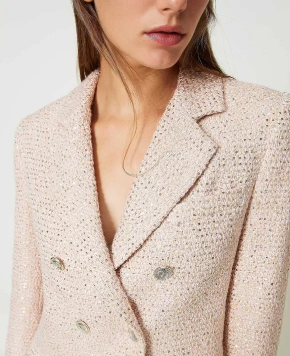TWINSET Milano Giacca Spencer In Boucl Lurex Rosa Store