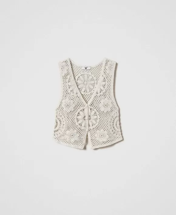 TWINSET Milano Gilet Crochet Con Bottoni Beige Online