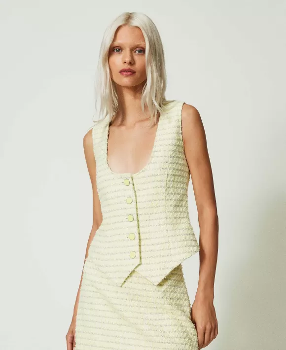 TWINSET Milano Gilet Fitted In Boucl Giallo Flash Sale