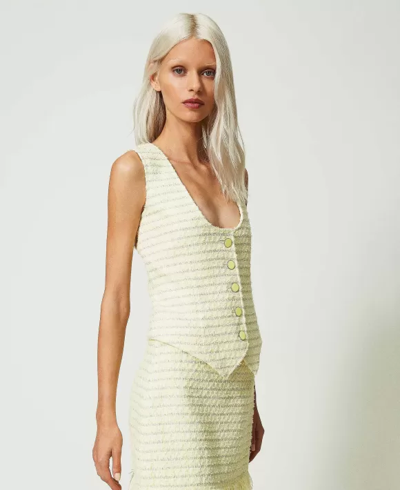TWINSET Milano Gilet Fitted In Boucl Giallo Flash Sale