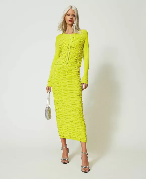 TWINSET Milano Gonna Longuette Con Arricciatura Giallo Discount