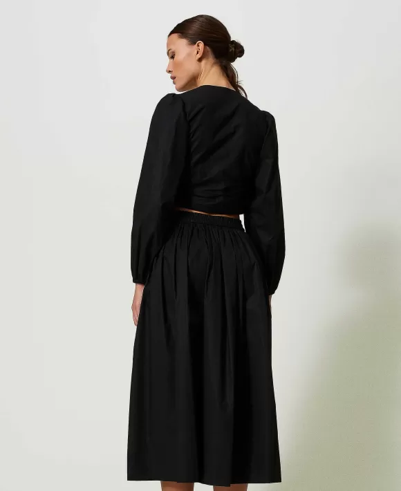 TWINSET Milano Gonna Longuette In Popeline Con Oval T Nero Store