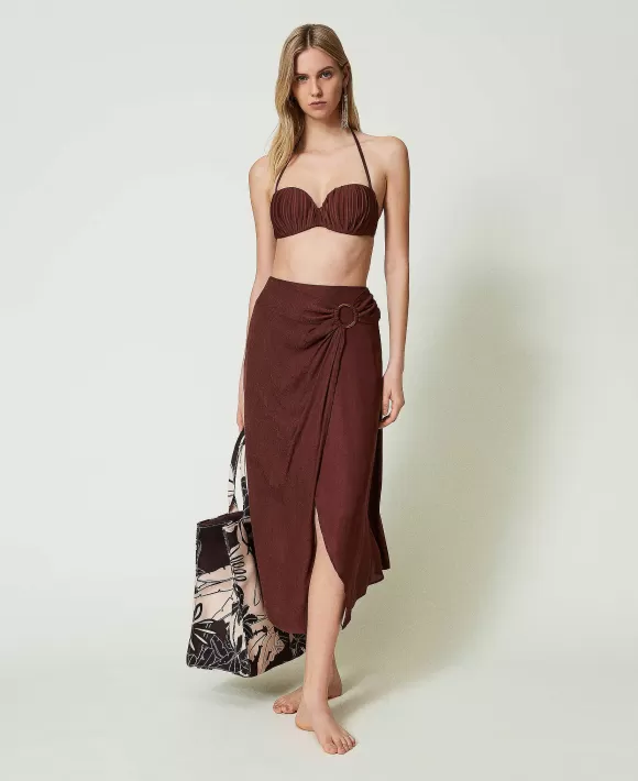 TWINSET Milano Gonna Longuette In Raso Jacquard Marrone Fashion