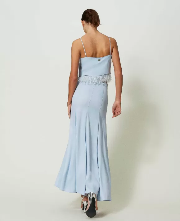 TWINSET Milano Gonna Lunga In Raso Azzurro Hot