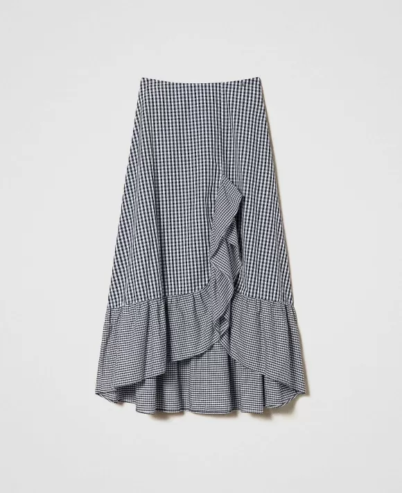 TWINSET Milano Gonna Lunga In Vichy Con Balza Bianco Online