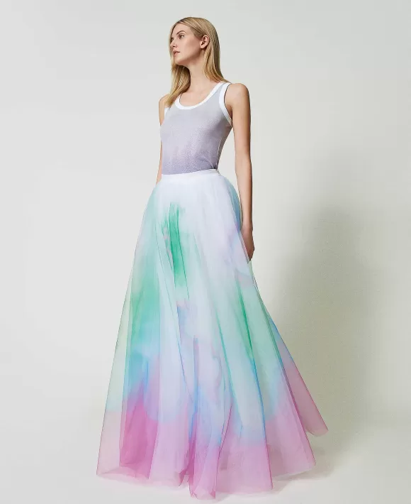 TWINSET Milano Gonna Myfo In Tulle Con Stampa Piazzata Fantasia Store