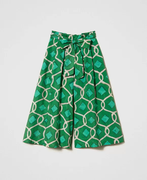 TWINSET Milano Gonna Pantalone In Mussola Stampata Verde Cheap